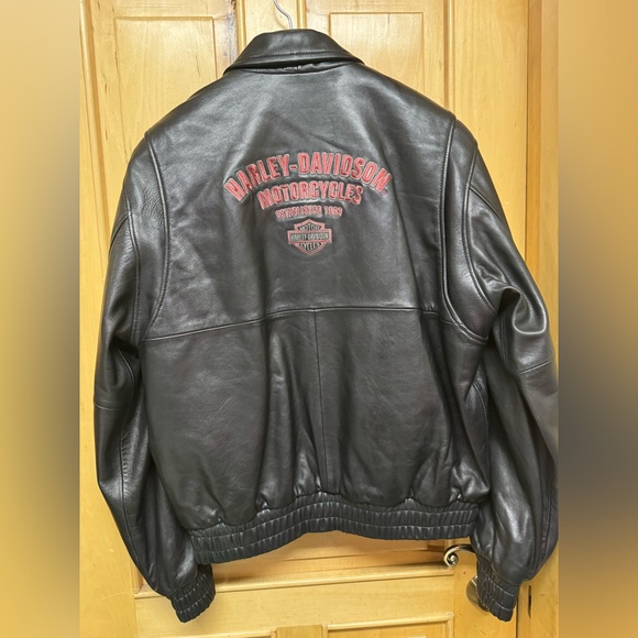 Harley-Davidson Black Genuine Leather Bomber Jacket Unisex - Picture 2 of 9